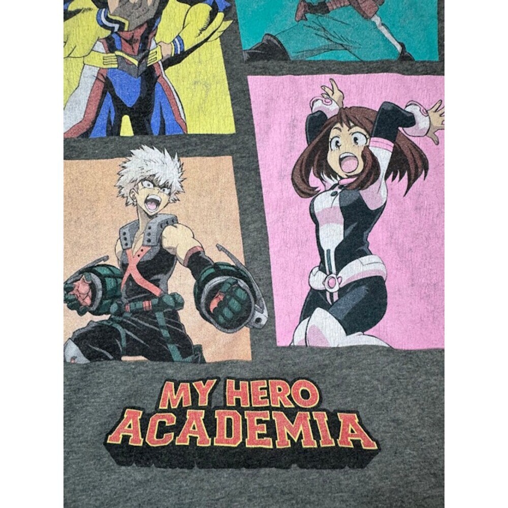 My Hero Academia Graphic T Shirt Gray Anime Deku All Might Bakugo XL 14-16 - Picture 3 of 5